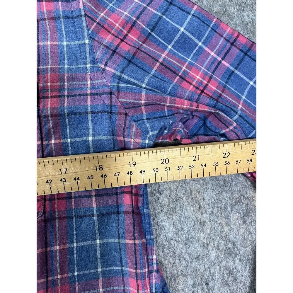 J.Crew Plaid Button Down Dress Shirt / Men Medium / Blue Pink 22579 Slim Fit